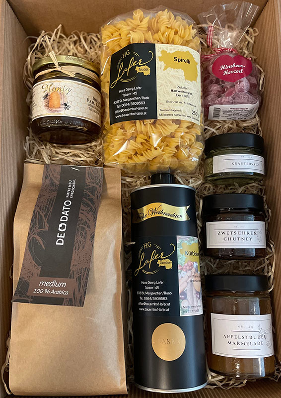 Regionale Produkte als Geschenkidee, individuelle Geschenkkiste/-box